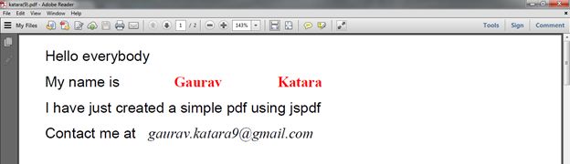 Creating PDF From HTML Using JSPDF